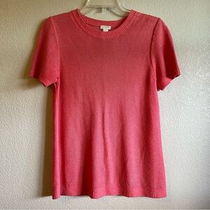 J.Crew Women's Coral Pink Short Sleeve Shirt Knitted Linen Top Small